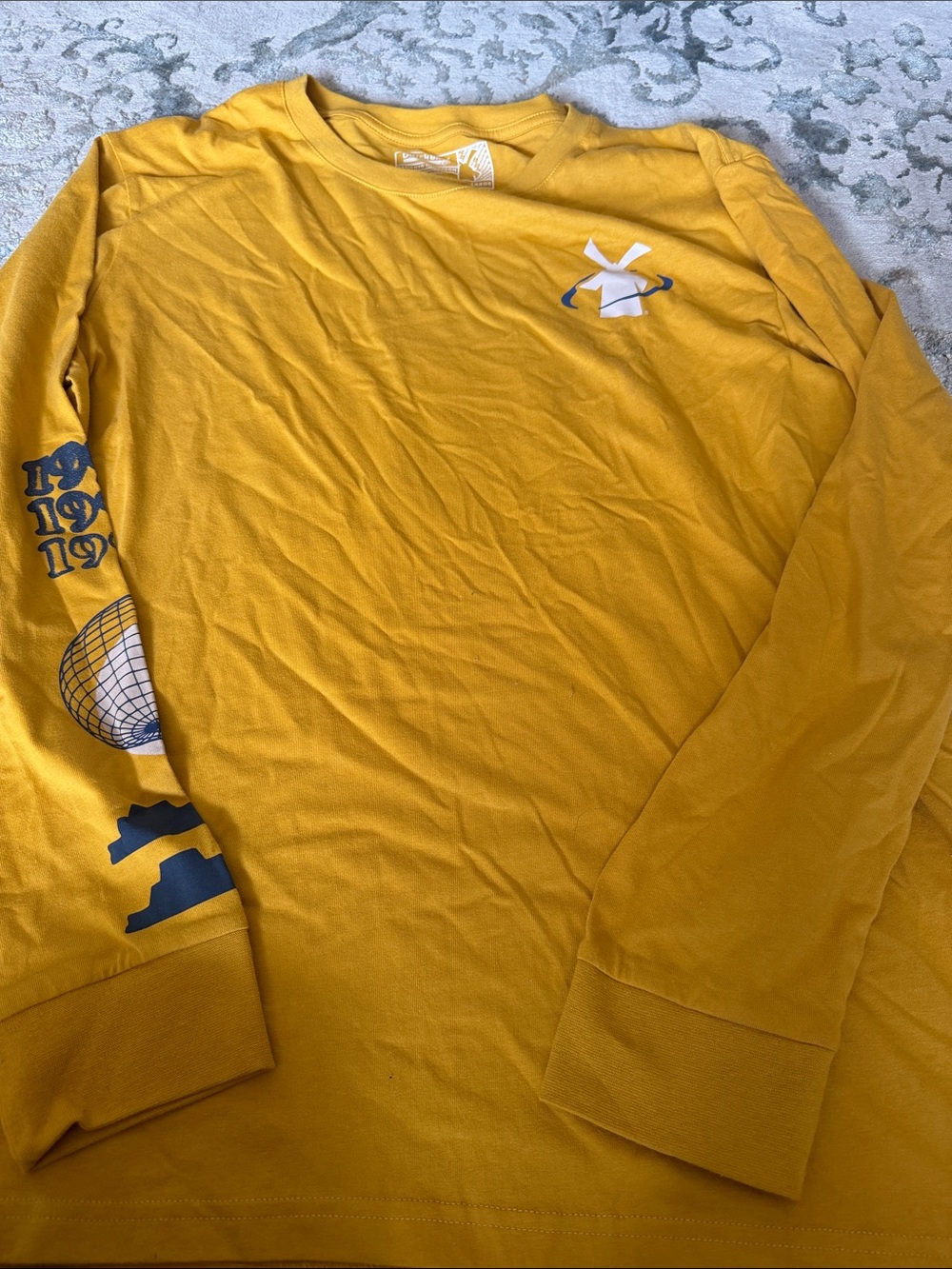 Dutch Bros Mustard Yellow Crewneck Long Sleeve tshirt